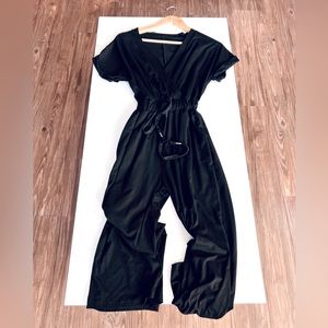 Womens Short Sleeve V-Neck Cross over, Tie waist Romper